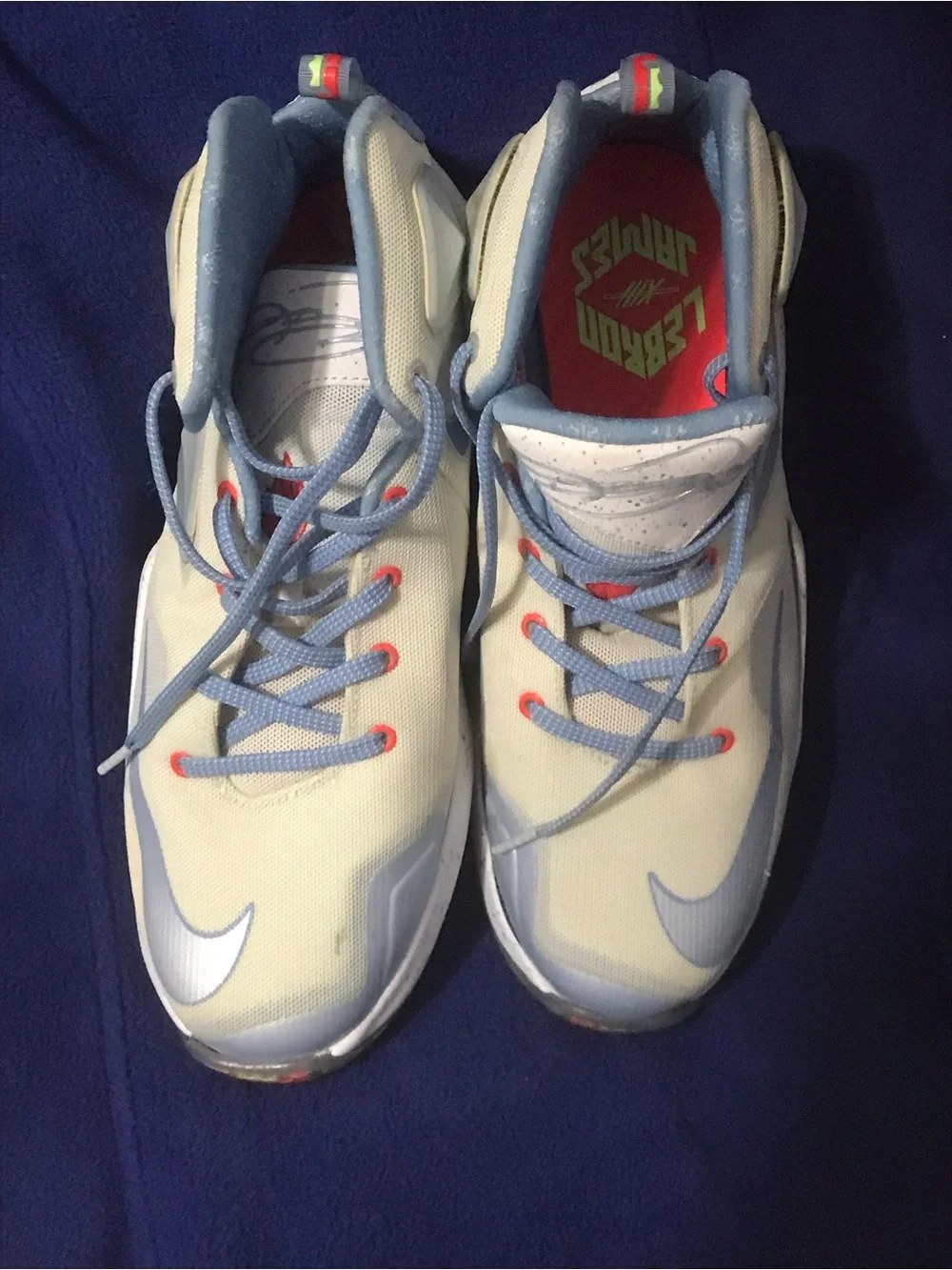 Kids Lebron James Light Blue and White High-Top Sneakers by Nike